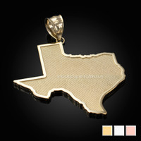Gold Mens Large Texas State Map Pendant