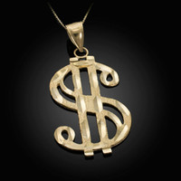 Gold  Shiny Dollar Sign Pendant Necklace
