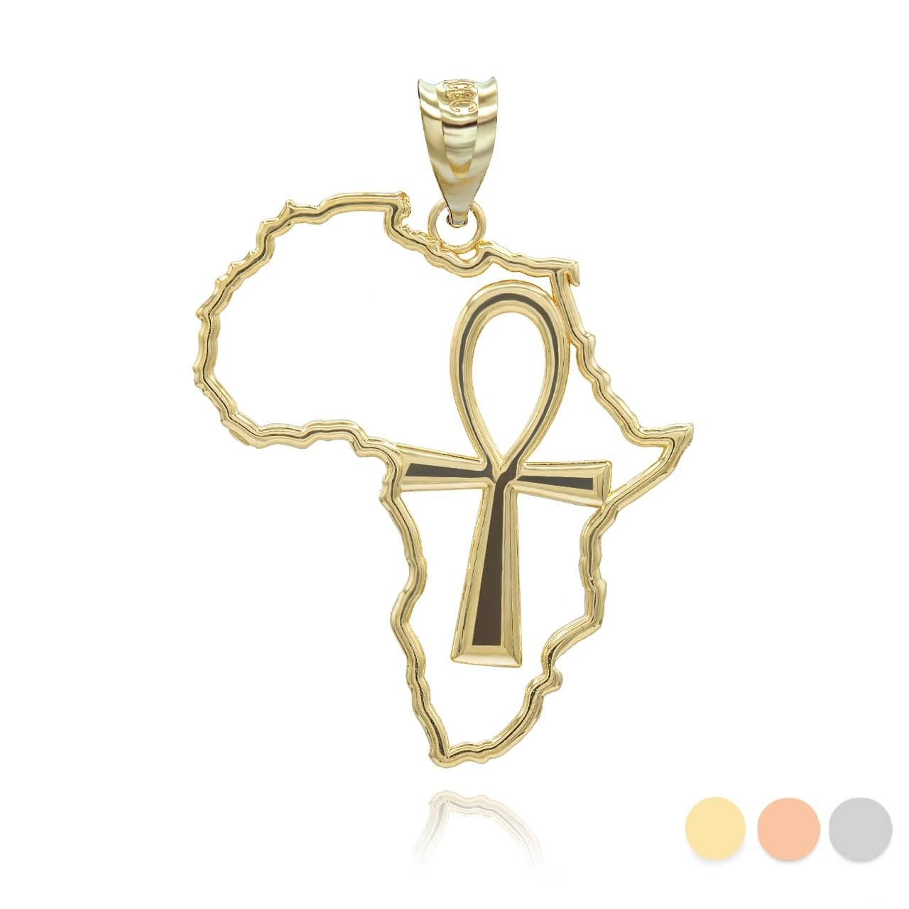 Gold African Continent Egyptian Ankh Pendant Necklace
