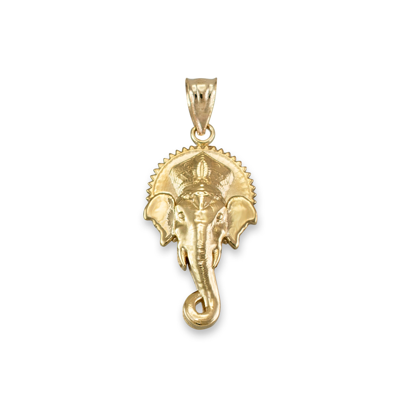 Solid Gold Hindu Elephant God Ganesha Pendant Necklace