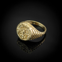 Gold Rugged Aztec Mayan Sun Ring
