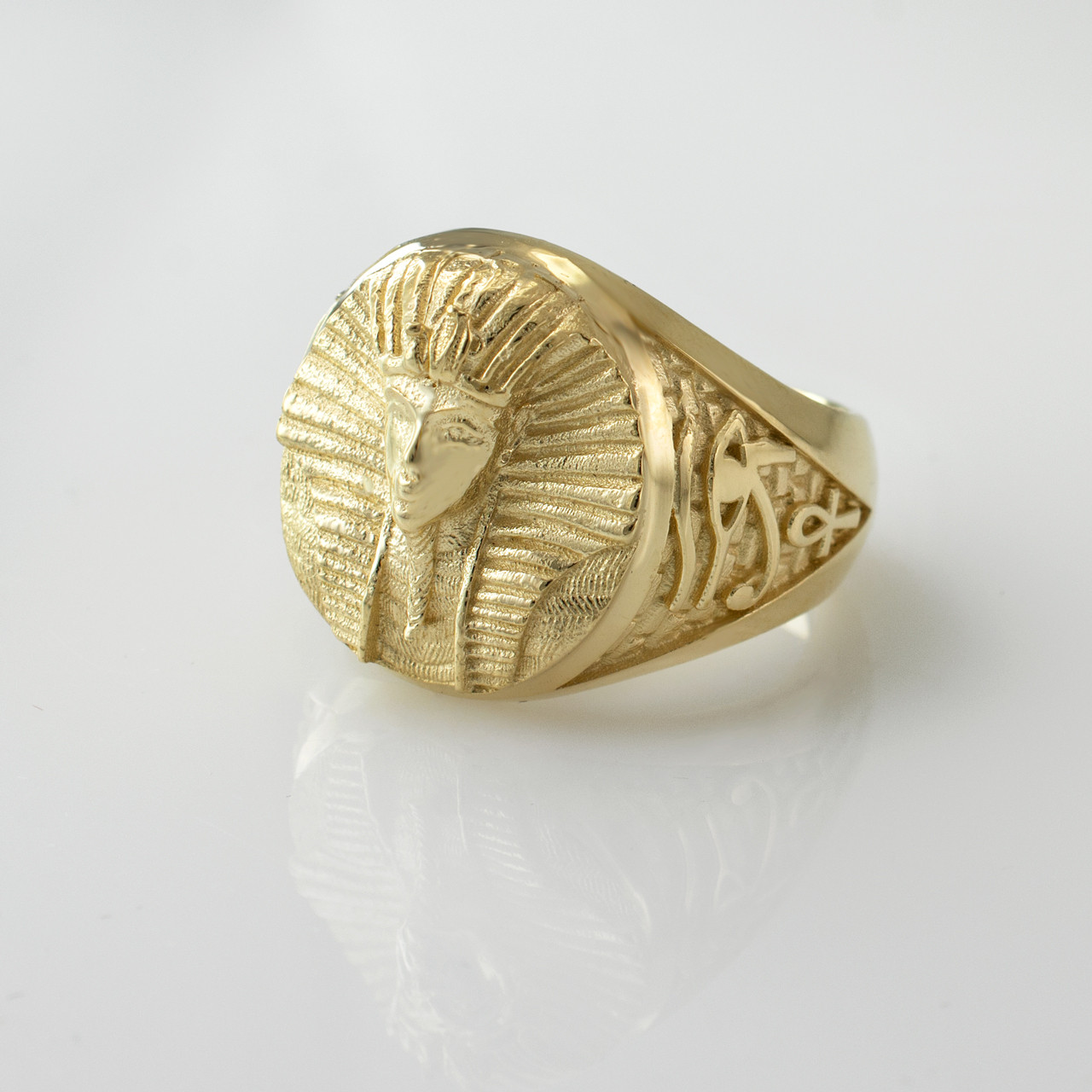 Gold Tutankhamun Egyptian Pharaoh King Tut Horus Ring