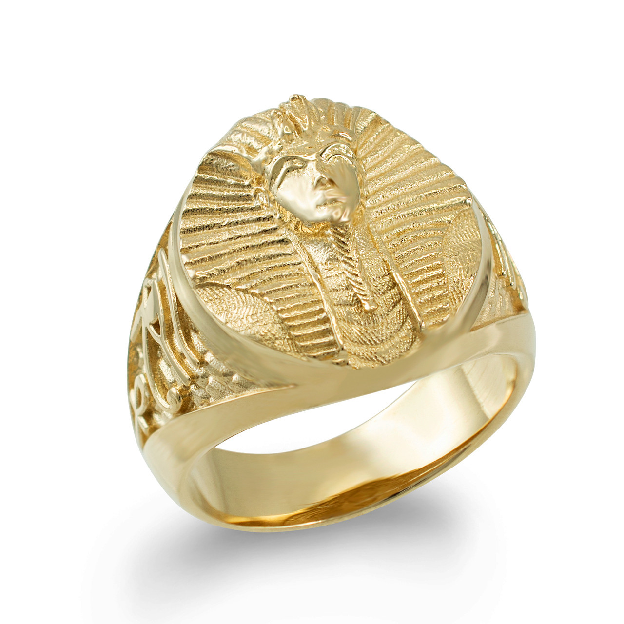Men's Egyptian Pharaoh Ring - Solid 925 Sterling Silver With Baguette & Round Stones