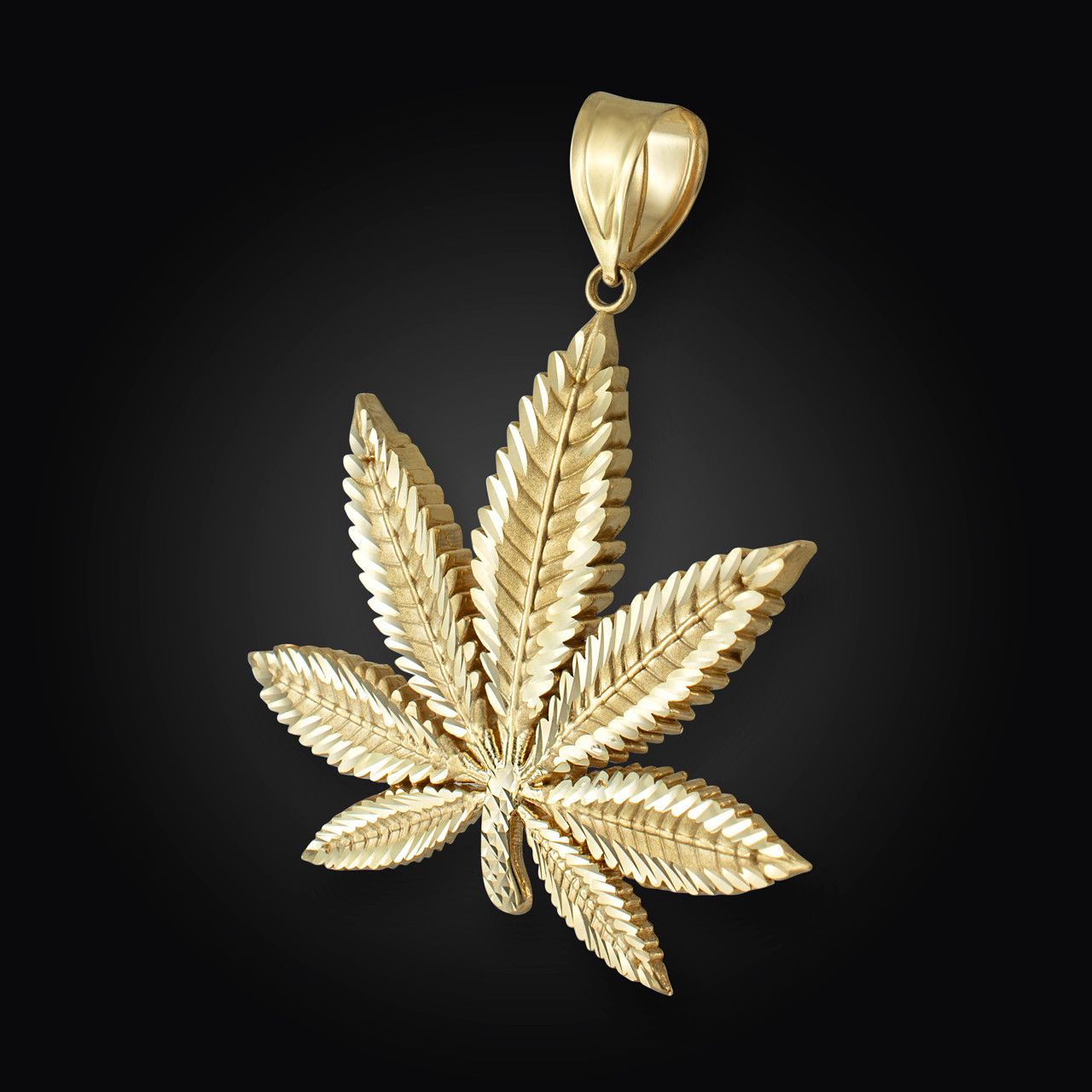 Solid Yellow Gold Diamond Medallion Marijuana Leaf Necklace - Diamond –  IROLD