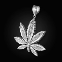 White Gold Marijuana Leaf DC Pendant (2 sizes)