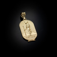 Gold Hathor Egyptian Mother Goddess of Love, Beauty and Feminine Power Pendant Necklace