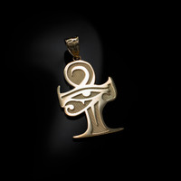 Gold Egyptian Eye Of Horus Ankh Pendant Necklace