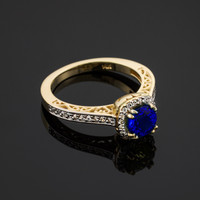 Blue sapphire engagement ring