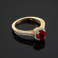 Diamond pave Ruby engagement ring.