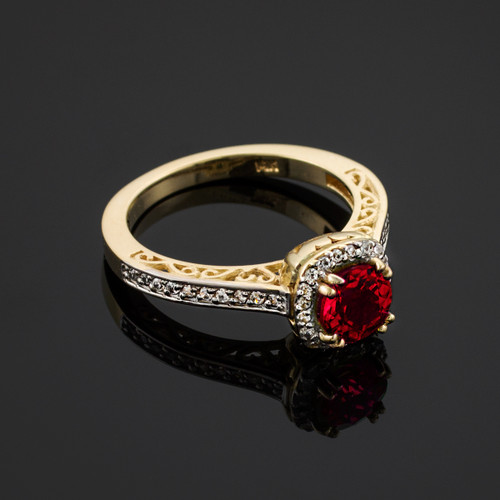 Diamond pave Ruby engagement ring.