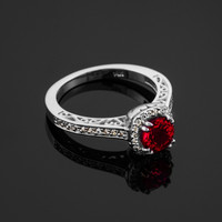 White gold ruby engagement ring.