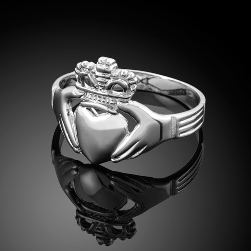 White gold classic claddagh ring.