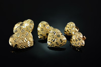 14K Yellow Gold Nugget Diamond-Cut Heart Stud Earrings (3 sizes)