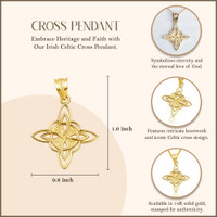 Polished Gold Celtic Triquetra Cross Pendant Necklace
