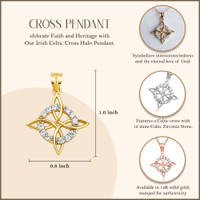 Gold Irish Celtic Triquetra Cross Pendant Necklace