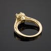 Gold Emerald Halo Pave Diamond Engagement Ring