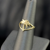 Yellow Gold Single Palm Tree Women's Ring