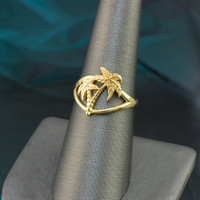 Yellow Gold Double Palm Tree Women's Ring