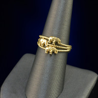 Elephants Trio Gold Rope Ring for Women