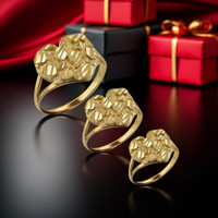 Sterling Silver Nugget Sparkle Cut Heart Ring for Women (S/M/L)