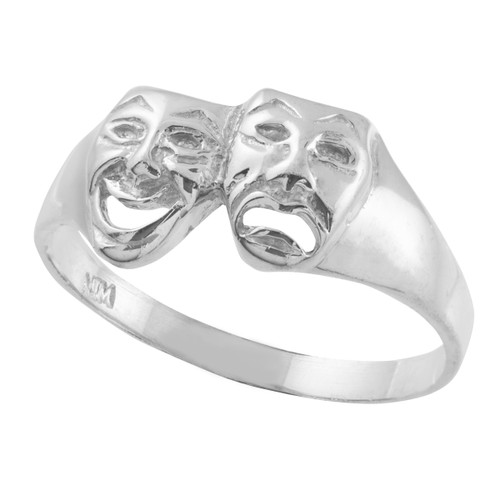 White Gold Drama Mask Ring