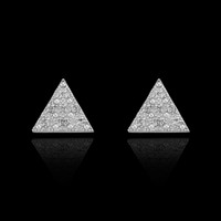 White Gold Diamond Pave Triangle Post Stud Earrings