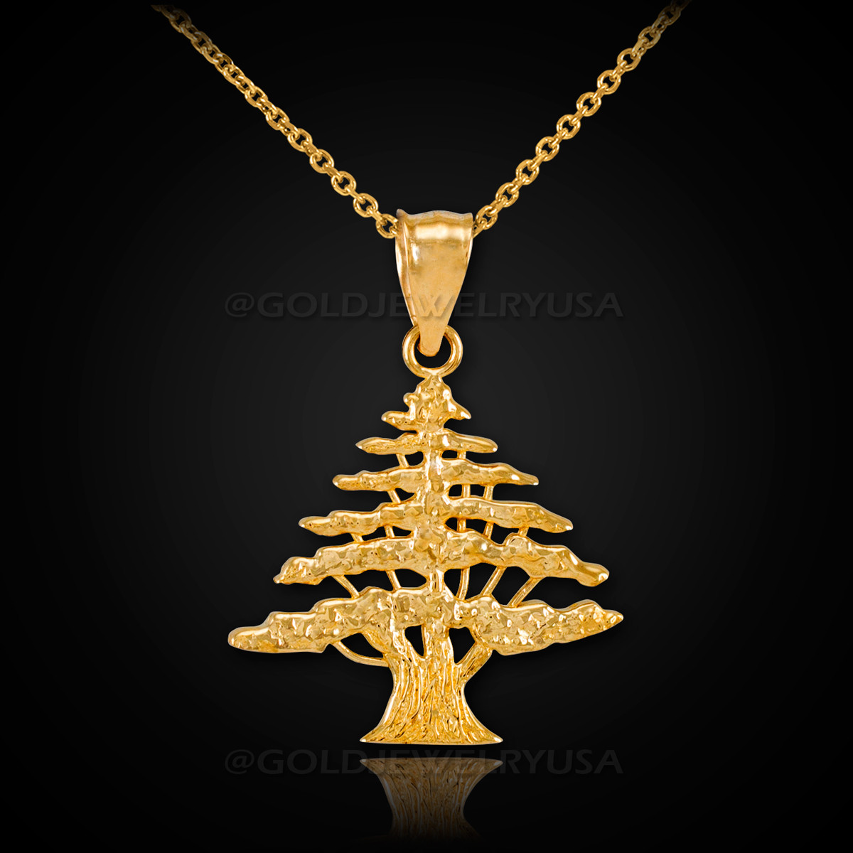 Gold Cedar Tree of Lebanon Pendant