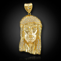 Iced Gold Jesus Face Men's CZ Pendant