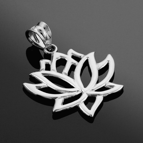 White Gold Lotus Flower Pendant