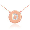 14k Rose Gold Letter "D" Initial Diamond Disc Necklace