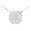 14k White Gold Letter "B" Initial Diamond Disc Necklace