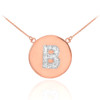 14k Rose Gold Letter "B" Initial Diamond Disc Necklace
