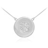14k White Gold Letter "G" Initial Diamond Disc Necklace