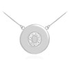 14k White Gold Letter "O" Initial Diamond Disc Necklace