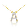 14k Gold Letter "A" Diamond Initial Monogram Necklace