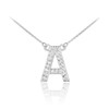 14k White Gold Letter "A" Diamond Initial Monogram Necklace