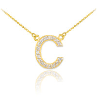 14k Gold Letter "C" Diamond Initial Monogram Necklace