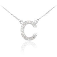 14k White Gold Letter "C" Diamond Initial Necklace
