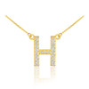 14k Gold Letter "H" Diamond Initial Necklace