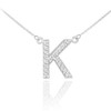 14k White Gold Letter "K" Diamond Initial Necklace