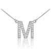 14k White Gold Letter "M" Diamond Initial Monogram Necklace