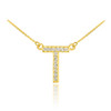 14k Gold Letter "T" Diamond Initial Necklace