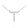 14k White Gold Letter "T" Diamond Initial Necklace