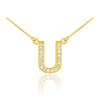 14k Gold Letter "U" Diamond Initial Necklace