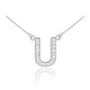 14k White Gold Letter "U" Diamond Initial Necklace