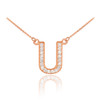 14k Rose Gold Letter "U" Diamond Initial Necklace