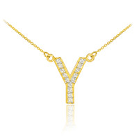 14k Gold Letter "Y" Diamond Initial Necklace