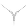 14k White Gold Letter "Y" Diamond Initial Necklace