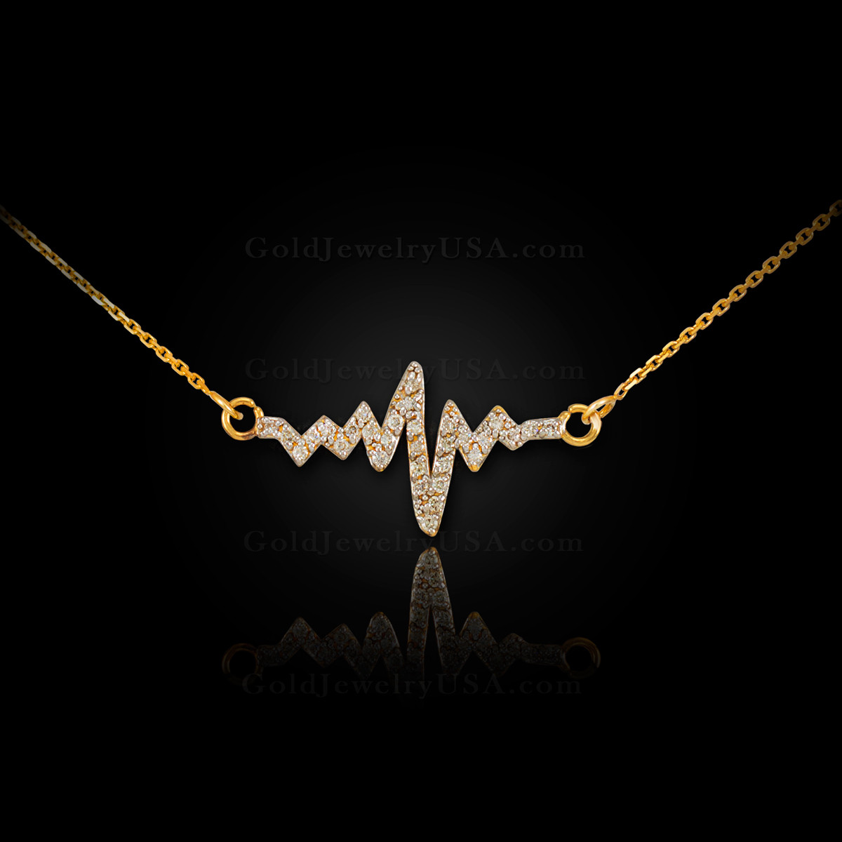gold studded heartbeat necklace