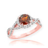 Rose Gold Garnet Birthstone Infinity Ring with Diamonds